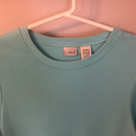 LL BEAN SIZE SP TURQUOISE BLUE SHORT SLEEVE 100% COTTON T SHIRT MAXI DRESS - Picture 4 of 6